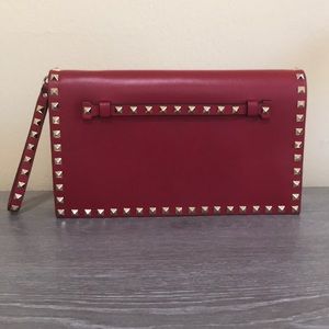 Valentino Rockstud Clutch (Red)